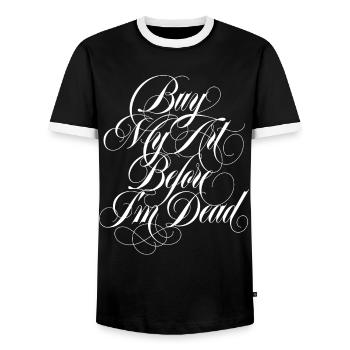 Acheter mon art - T-shirt contrasté Homme - noir/blanc - Devant - AI Model Female 172 light (172cm) & AI Model Male 178 light (178cm)