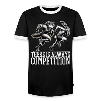 Concours Lièvre et Loup Concours Cadeau - T-shirt contrasté Homme - noir/blanc - Devant - AI Model Female 172 light (172cm) & AI Model Male 178 light (178cm)
