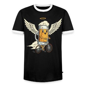 Lustig Bier Fahrrad Engel Männertag Vatertag Tour - Männer Kontrast-T-Shirt - Schwarz/Weiß - Vorne - AI Model Female 172 light (172cm) & AI Model Male 178 light (178cm)