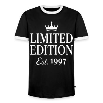 Édition limitée est. 1997 - T-shirt contrasté Homme - noir/blanc - Devant - AI Model Female 172 light (172cm) & AI Model Male 178 light (178cm)
