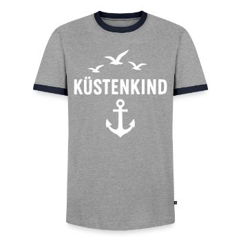 Coastal Child - Men's Ringer Shirt - grey/navy  - Front - AI Model Female 172 light (172cm) & AI Model Male 178 light (178cm)