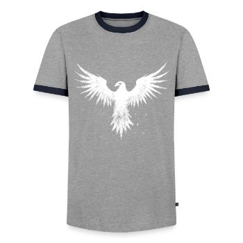 White Phoenix - Men's Ringer Shirt - grey/navy  - Front - AI Model Female 172 light (172cm) & AI Model Male 178 light (178cm)