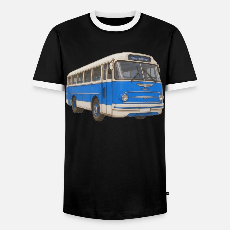 Vieux bus bleu - T-shirt contrasté Homme - noir/blanc