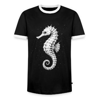 Seepferdchen - Männer Kontrast-T-Shirt - Schwarz/Weiß - Vorne - AI Model Female 172 light (172cm) & AI Model Male 178 light (178cm)