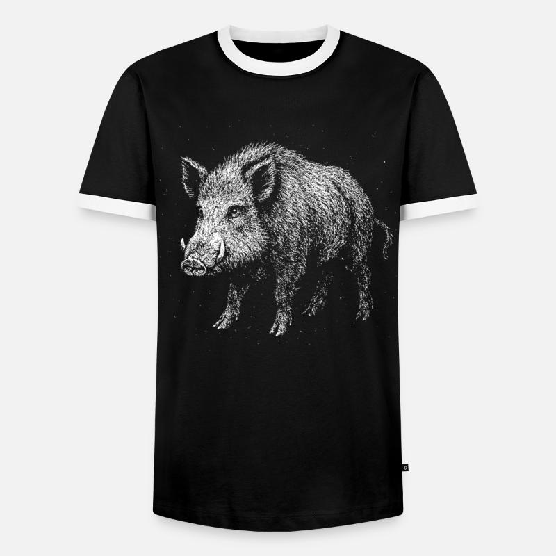 Wildschwein - Männer Kontrast-T-Shirt - Schwarz/Weiß