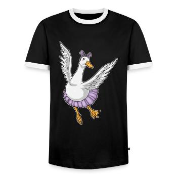 Canard Ballerine Ballet Danse - T-shirt contrasté Homme - noir/blanc - Devant - AI Model Female 172 light (172cm) & AI Model Male 178 light (178cm)