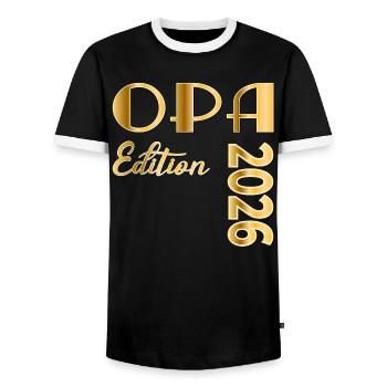 Schriftzug OPA 2026 - Männer Kontrast-T-Shirt - Schwarz/Weiß - Vorne - AI Model Female 172 light (172cm) & AI Model Male 178 light (178cm)