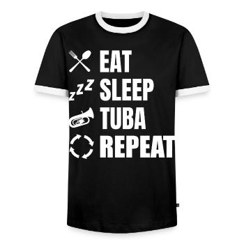Eat Sleep Tuba Repeat - Men's Ringer Shirt - black/white - Front - AI Model Female 172 light (172cm) & AI Model Male 178 light (178cm)