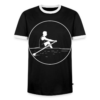 Power of Silence - Men's Ringer Shirt - black/white - Front - AI Model Female 172 light (172cm) & AI Model Male 178 light (178cm)