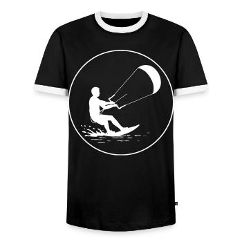 Wind im Griff - Männer Kontrast-T-Shirt - Schwarz/Weiß - Vorne - AI Model Female 172 light (172cm) & AI Model Male 178 light (178cm)