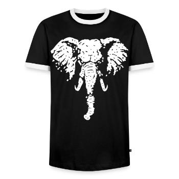 The strength of the elephant - Men's Ringer Shirt - black/white - Front - AI Model Female 172 light (172cm) & AI Model Male 178 light (178cm)