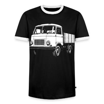 Légende de la RDA sur roues Description : - T-shirt contrasté Homme - noir/blanc - Devant - AI Model Female 172 light (172cm) & AI Model Male 178 light (178cm)
