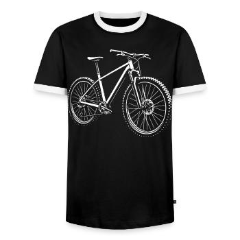 Uphill with pedal power - Men's Ringer Shirt - black/white - Front - AI Model Female 172 light (172cm) & AI Model Male 178 light (178cm)
