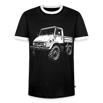 Powerhouse with cult status - Men's Ringer Shirt - black/white - Front - AI Model Female 172 light (172cm) & AI Model Male 178 light (178cm)