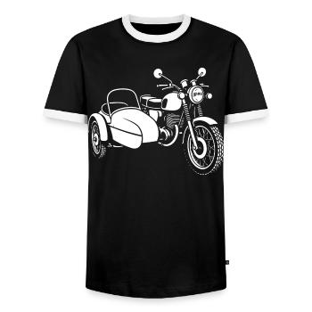 Légende orientale sur trois roues - T-shirt contrasté Homme - noir/blanc - Devant - AI Model Female 172 light (172cm) & AI Model Male 178 light (178cm)