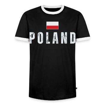 Polish pride, Polish flag - Men's Ringer Shirt - black/white - Front - AI Model Female 172 light (172cm) & AI Model Male 178 light (178cm)