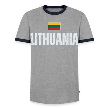 Lithuanian pride, flag of Lithuania - Men's Ringer Shirt - grey/navy  - Front - AI Model Female 172 light (172cm) & AI Model Male 178 light (178cm)