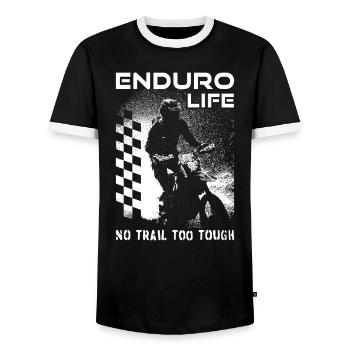 Enduro - Pilote de moto tout-terrain - T-shirt contrasté Homme - noir/blanc - Devant - AI Model Female 172 light (172cm) & AI Model Male 178 light (178cm)