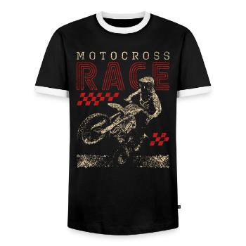 Motocross Race - Motocross Racer - Men's Ringer Shirt - black/white - Front - AI Model Female 172 light (172cm) & AI Model Male 178 light (178cm)