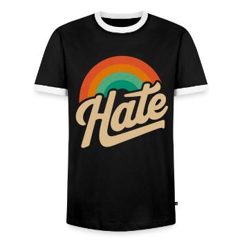 Hate but in a nice way - Men's Ringer Shirt - black/white - Front - AI Model Female 172 light (172cm) & AI Model Male 178 light (178cm)