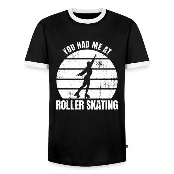 You Had Me At Roller Skating - Männer Kontrast-T-Shirt - Schwarz/Weiß - Vorne - AI Model Female 172 light (172cm) & AI Model Male 178 light (178cm)
