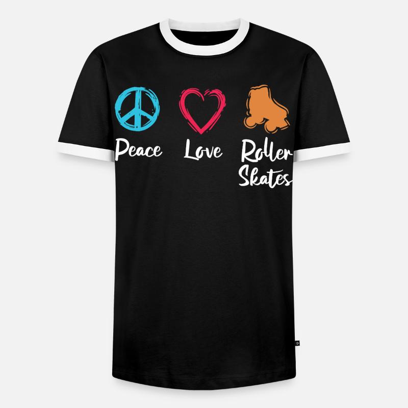 Frieden Liebe Rollerskates - Männer Kontrast-T-Shirt - Schwarz/Weiß