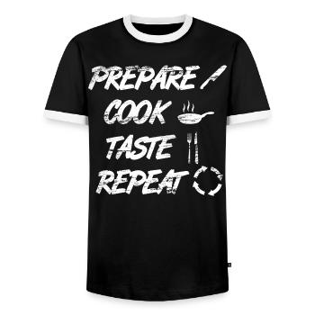 Koch Quote - Men's Ringer Shirt - black/white - Front - AI Model Female 172 light (172cm) & AI Model Male 178 light (178cm)