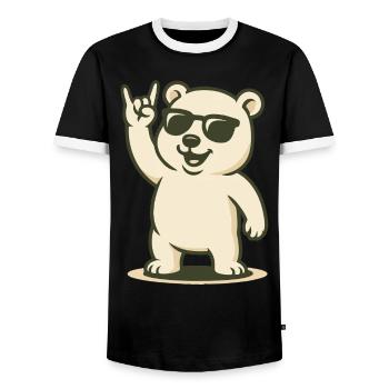 Rocker arctique - T-shirt contrasté Homme - noir/blanc - Devant - AI Model Female 172 light (172cm) & AI Model Male 178 light (178cm)