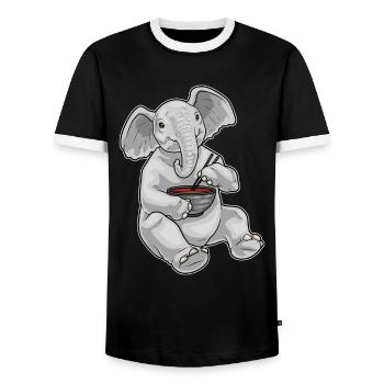 Elefant Koch Ramen Kochen - Männer Kontrast-T-Shirt - Schwarz/Weiß - Vorne - AI Model Female 172 light (172cm) & AI Model Male 178 light (178cm)