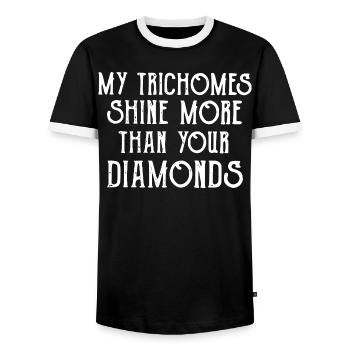 Trichomes Shine Over Diamonds - Men's Ringer Shirt - black/white - Front - AI Model Female 172 light (172cm) & AI Model Male 178 light (178cm)