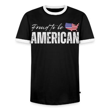 Stolzer Amerikaner, ich liebe Amerika - Männer Kontrast-T-Shirt - Schwarz/Weiß - Vorne - AI Model Female 172 light (172cm) & AI Model Male 178 light (178cm)