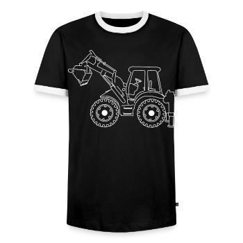 Excavator - Men's Ringer Shirt - black/white - Front - AI Model Female 172 light (172cm) & AI Model Male 178 light (178cm)