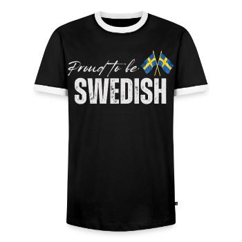 Stolzer Schwede, ich liebe Schweden - Männer Kontrast-T-Shirt - Schwarz/Weiß - Vorne - AI Model Female 172 light (172cm) & AI Model Male 178 light (178cm)