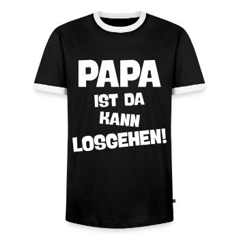Papa Ist Da Spruch Design - Männer Kontrast-T-Shirt - Schwarz/Weiß - Vorne - AI Model Female 172 light (172cm) & AI Model Male 178 light (178cm)