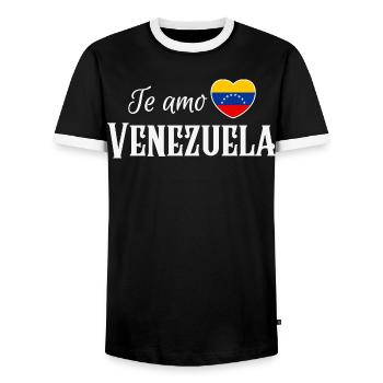 I love Venezuela, Venezuelan pride - Men's Ringer Shirt - black/white - Front - AI Model Female 172 light (172cm) & AI Model Male 178 light (178cm)
