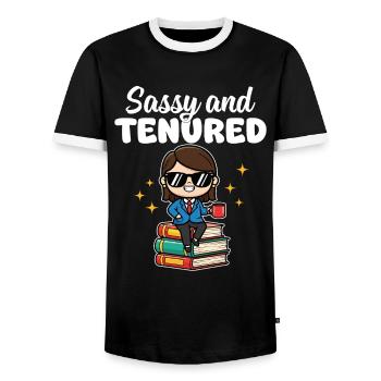 IMPERTINENT ET TITULAIRE - CADEAU DE L’ENSEIGNANT - T-shirt contrasté Homme - noir/blanc - Devant - AI Model Female 172 light (172cm) & AI Model Male 178 light (178cm)
