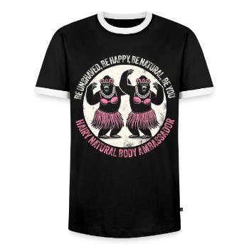 Hula Dancer Gorilla Celebration Tee - Men's Ringer Shirt - black/white - Front - AI Model Female 172 light (172cm) & AI Model Male 178 light (178cm)
