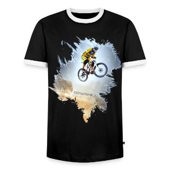 Surfez sur la chute - T-shirt contrasté Homme - noir/blanc - Devant - AI Model Female 172 light (172cm) & AI Model Male 178 light (178cm)