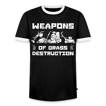 Lawn Rambo - Men's Ringer Shirt - black/white - Front - AI Model Female 172 light (172cm) & AI Model Male 178 light (178cm)