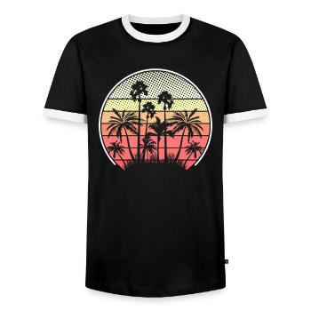 Tropische Sonnenuntergang Palmen Silhouette - Männer Kontrast-T-Shirt - Schwarz/Weiß - Vorne - AI Model Female 172 light (172cm) & AI Model Male 178 light (178cm)