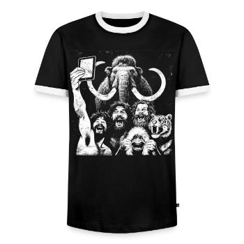 Savage Lion Pride Art numérique - T-shirt contrasté Homme - noir/blanc - Devant - AI Model Female 172 light (172cm) & AI Model Male 178 light (178cm)