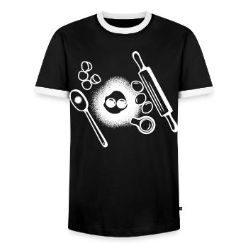 Baking Ingredients Drawing - Men's Ringer Shirt - black/white - Front - AI Model Female 172 light (172cm) & AI Model Male 178 light (178cm)
