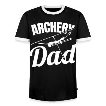 Archer father - Men's Ringer Shirt - black/white - Front - AI Model Female 172 light (172cm) & AI Model Male 178 light (178cm)