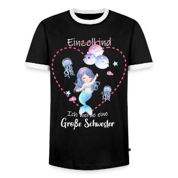 Nachwuchs Verkünden Ich Werde Große Schwester 2027 - Männer Kontrast-T-Shirt - Schwarz/Weiß - Vorne - AI Model Female 172 light (172cm) & AI Model Male 178 light (178cm)