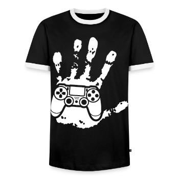 Le gamer qui est en toi (blanc) - T-shirt contrasté Homme - noir/blanc - Devant - AI Model Female 172 light (172cm) & AI Model Male 178 light (178cm)