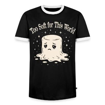 Melancholic Marshmallow - Sensitive & Soft - Men's Ringer Shirt - black/white - Front - AI Model Female 172 light (172cm) & AI Model Male 178 light (178cm)