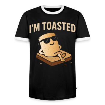 Guimauve décontractée - Je suis grillé - T-shirt contrasté Homme - noir/blanc - Devant - AI Model Female 172 light (172cm) & AI Model Male 178 light (178cm)
