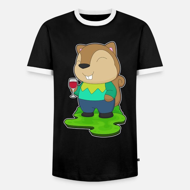 Eichhörnchen Rotwein - Männer Kontrast-T-Shirt - Schwarz/Weiß
