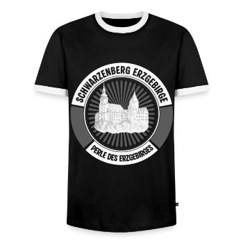 Schwarzenberg Erzgebirge Heimat Schloss - Männer Kontrast-T-Shirt - Schwarz/Weiß - Vorne - AI Model Female 172 light (172cm) & AI Model Male 178 light (178cm)
