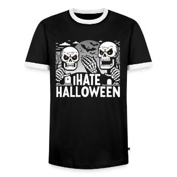 Düsteres Gothic Halloween Skelett Design - Männer Kontrast-T-Shirt - Schwarz/Weiß - Vorne - AI Model Female 172 light (172cm) & AI Model Male 178 light (178cm)